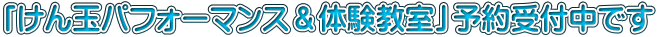 「けん玉パフォーマンス＆体験教室」予約受付中です